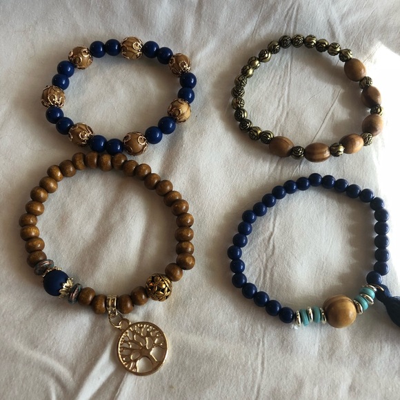 Four Wooden Beaded Hallow Tree Of Life Bracelets - Picture 8 of 8